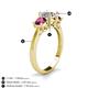 5 - Quyen IGI Certified 2.30 ctw (7.00 mm) Round Lab Grown Diamond and Rhodolite Garnet Three Stone Engagement Ring 