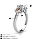 5 - Quyen IGI Certified 2.25 ctw (7.00 mm) Round Lab Grown Diamond and Smoky Quartz Three Stone Engagement Ring 