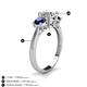 5 - Quyen IGI Certified 2.70 ctw (7.00 mm) Round Lab Grown Diamond and Blue Sapphire Three Stone Engagement Ring 