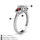 5 - Quyen IGI Certified 2.56 ctw (7.00 mm) Round Lab Grown Diamond and Red Garnet Three Stone Engagement Ring 