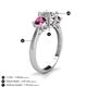 5 - Quyen IGI Certified 2.30 ctw (7.00 mm) Round Lab Grown Diamond and Rhodolite Garnet Three Stone Engagement Ring 