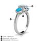 5 - Quyen IGI Certified 2.02 ctw (7.00 mm) Round Lab Grown Diamond and Turquoise Three Stone Engagement Ring 