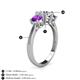 5 - Quyen IGI Certified 1.80 ctw (6.50 mm) Round Lab Grown Diamond and Amethyst Three Stone Engagement Ring 