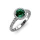 2 - Abeni 1.10 ctw (6.00 mm) Round Emerald and Diamond Halo Engagement Ring 