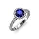 2 - Abeni 1.53 ctw (6.00 mm) Round Blue Sapphire and Diamond Halo Engagement Ring 