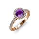 2 - Abeni 1.25 ctw (6.50 mm) Round Amethyst and Diamond Halo Engagement Ring   