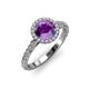 2 - Abeni 1.25 ctw (6.50 mm) Round Amethyst and Diamond Halo Engagement Ring   
