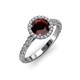 2 - Abeni 1.43 ctw (6.50 mm) Round Red Garnet and Diamond Halo Engagement Ring   