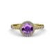 3 - Abeni 1.25 ctw (6.50 mm) Round Amethyst and Diamond Halo Engagement Ring   