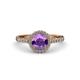 3 - Abeni 1.25 ctw (6.50 mm) Round Amethyst and Diamond Halo Engagement Ring   