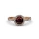 3 - Abeni 1.43 ctw (6.50 mm) Round Red Garnet and Diamond Halo Engagement Ring   