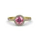 3 - Abeni 1.38 ctw (6.50 mm) Round Rhodolite Garnet and Diamond Halo Engagement Ring   
