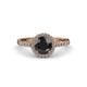 3 - Abeni 1.38 ctw (6.00 mm) Round Black Diamond and Diamond Halo Engagement Ring 