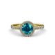 3 - Abeni 1.33 ctw (6.50 mm) Round London Blue Topaz and Diamond Halo Engagement Ring   