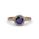 3 - Abeni 1.53 ctw (6.00 mm) Round Blue Sapphire and Diamond Halo Engagement Ring 