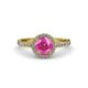 3 - Abeni 1.33 ctw (6.00 mm) Round Pink Sapphire and Diamond Halo Engagement Ring 