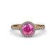 3 - Abeni 1.33 ctw (6.00 mm) Round Pink Sapphire and Diamond Halo Engagement Ring 