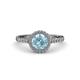 3 - Abeni 1.25 ctw (6.50 mm) Round Aquamarine and Diamond Halo Engagement Ring   
