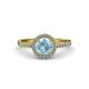 3 - Abeni 1.25 ctw (6.50 mm) Round Aquamarine and Diamond Halo Engagement Ring   