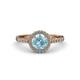 3 - Abeni 1.25 ctw (6.50 mm) Round Aquamarine and Diamond Halo Engagement Ring   