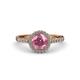 3 - Abeni 1.38 ctw (6.50 mm) Round Rhodolite Garnet and Diamond Halo Engagement Ring   