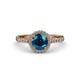 3 - Abeni 1.38 ctw (6.50 mm) Round Blue Diamond and Diamond Halo Engagement Ring   