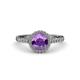3 - Abeni 1.25 ctw (6.50 mm) Round Amethyst and Diamond Halo Engagement Ring   