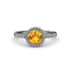 3 - Abeni 1.25 ctw (6.50 mm) Round Citrine and Diamond Halo Engagement Ring   
