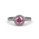 3 - Abeni 1.38 ctw (6.50 mm) Round Rhodolite Garnet and Diamond Halo Engagement Ring   