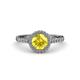 3 - Abeni 1.33 ctw (6.00 mm) Round Yellow Sapphire and Diamond Halo Engagement Ring 