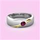 2 - Ekon 1/6 ct Round Rhodolite Garnet Brushed Satin Finish Solitaire Men Wedding Band (5 mm) 