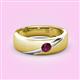 2 - Ekon 1/6 ct Round Rhodolite Garnet Brushed Satin Finish Solitaire Men Wedding Band (5 mm) 