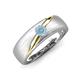 3 - Ekon 1/7 ct Round Aquamarine Brushed Satin Finish Solitaire Men Wedding Band (5 mm) 