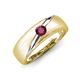 3 - Ekon 1/6 ct Round Rhodolite Garnet Brushed Satin Finish Solitaire Men Wedding Band (5 mm) 