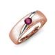 3 - Ekon 1/6 ct Round Rhodolite Garnet Brushed Satin Finish Solitaire Men Wedding Band (5 mm) 