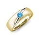 3 - Ekon 1/7 ct Round Blue Topaz Brushed Satin Finish Solitaire Men Wedding Band (5 mm) 