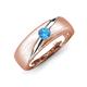 3 - Ekon 1/7 ct Round Blue Topaz Brushed Satin Finish Solitaire Men Wedding Band (5 mm) 