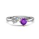 1 - Lysha 1.30 ctw GIA Certified Natural Diamond Pear Shape (7x5 mm) & Amethyst Cushion Shape (5.00 mm) Toi Et Moi Engagement Ring 