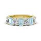 1 - Zuwena 3.50 ctw Lab Grown Diamond Oval Shape (6x4 mm) & Aquamarine Emerald Shape (6x4 mm) Seven Stone Wedding Band 