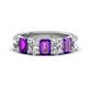 1 - Zuwena 3.80 ctw Lab Grown Diamond Oval Shape (6x4 mm) & Amethyst Emerald Shape (6x4 mm) Seven Stone Wedding Band 