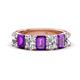 1 - Zuwena 3.80 ctw Lab Grown Diamond Oval Shape (6x4 mm) & Amethyst Emerald Shape (6x4 mm) Seven Stone Wedding Band 