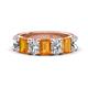 1 - Zuwena 3.65 ctw Lab Grown Diamond Oval Shape (6x4 mm) & Citrine Emerald Shape (6x4 mm) Seven Stone Wedding Band 