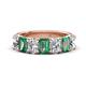 1 - Zuwena 4.43 ctw Lab Grown Diamond Oval Shape (6x4 mm) & Lab Created Alexandrite Emerald Shape (6x4 mm) Seven Stone Wedding Band 