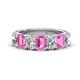 1 - Zuwena 4.43 ctw Lab Grown Diamond Oval Shape (6x4 mm) & Lab Created Pink Sapphire Emerald Shape (6x4 mm) Seven Stone Wedding Band 