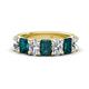 1 - Zuwena 4.10 ctw Lab Grown Diamond Oval Shape (6x4 mm) & London Blue Topaz Emerald Shape (6x4 mm) Seven Stone Wedding Band 