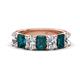 1 - Zuwena 4.10 ctw Lab Grown Diamond Oval Shape (6x4 mm) & London Blue Topaz Emerald Shape (6x4 mm) Seven Stone Wedding Band 
