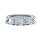 1 - Zuwena 3.10 ctw Natural Diamond Oval Shape (6x4 mm) & Aquamarine Emerald Shape (6x4 mm) Seven Stone Wedding Band 