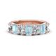 1 - Zuwena 3.10 ctw Natural Diamond Oval Shape (6x4 mm) & Aquamarine Emerald Shape (6x4 mm) Seven Stone Wedding Band 