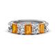 1 - Zuwena 3.25 ctw Natural Diamond Oval Shape (6x4 mm) & Citrine Emerald Shape (6x4 mm) Seven Stone Wedding Band 