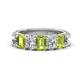 1 - Zuwena 3.70 ctw Natural Diamond Oval Shape (6x4 mm) & Peridot Emerald Shape (6x4 mm) Seven Stone Wedding Band 